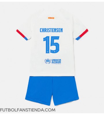 Barcelona Andreas Christensen #15 Segunda Equipación Niños 2023-24 Manga Corta (+ Pantalones cortos)